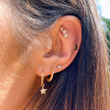 Star Flat Back Earring 9k Gold