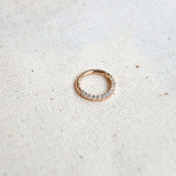 diamond pave daith hoop earring in 9k gold