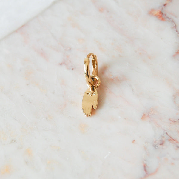 Hand of Fatima Engraved Hoop Earrings 9k Gold
