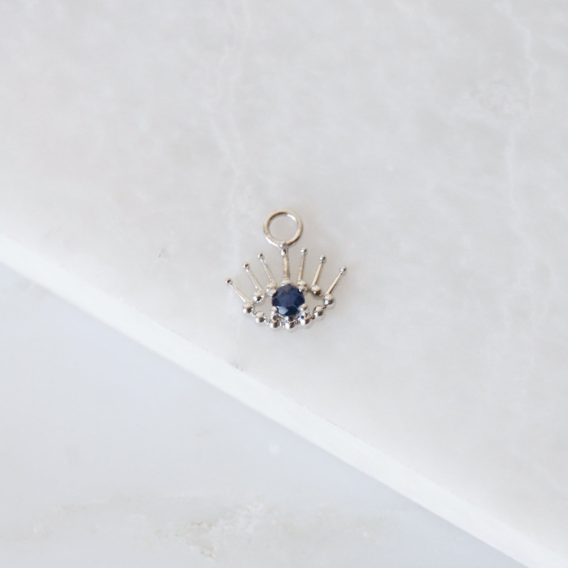 Sapphire Eyelash Earring Charm Sterling Silver Sample