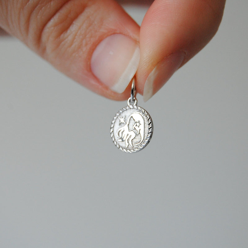 Zodiac Coin Pendant Sterling Silver