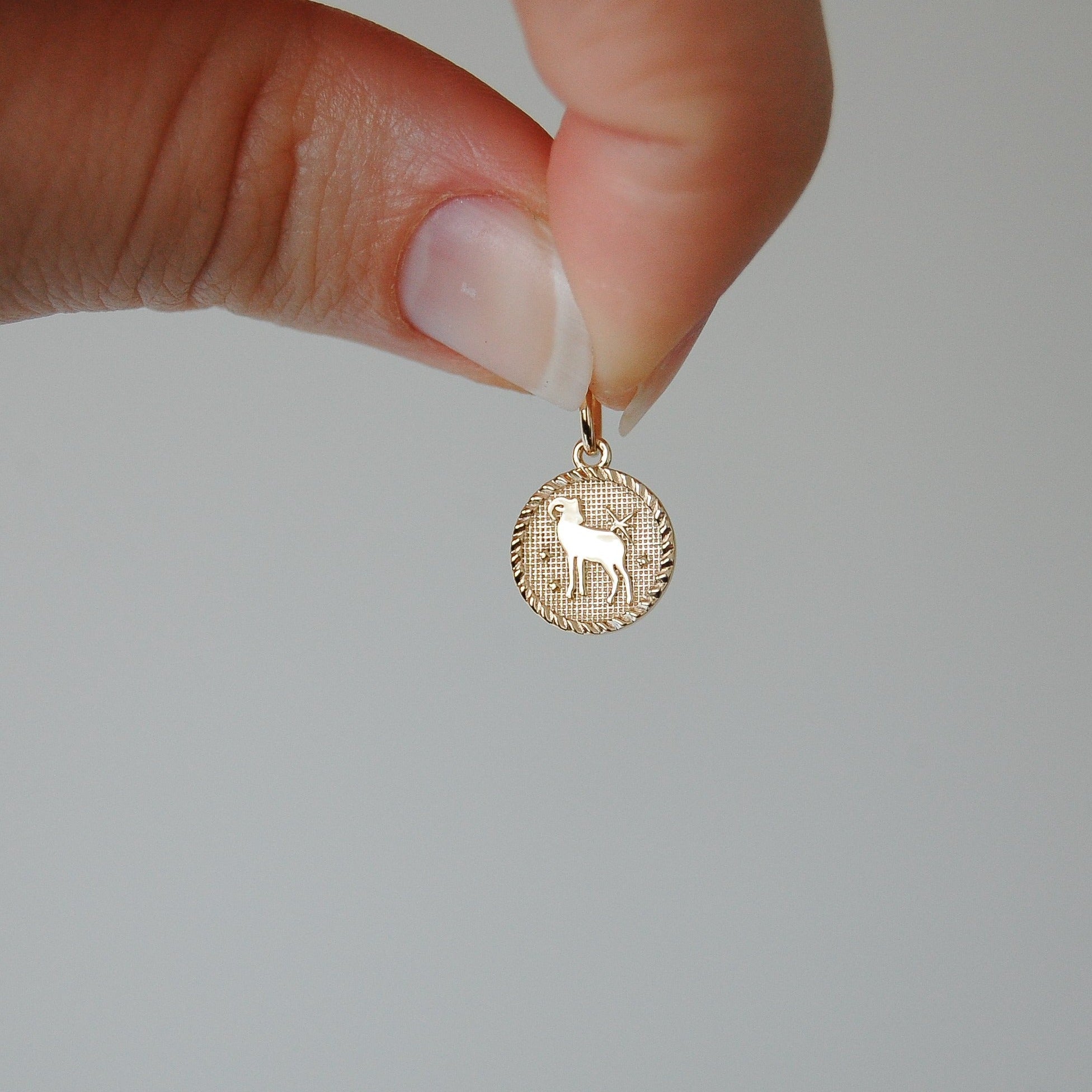 Zodiac Coin Pendant 9k Gold