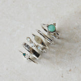 Four Point Amazonite & Diamond Ring Sterling Silver