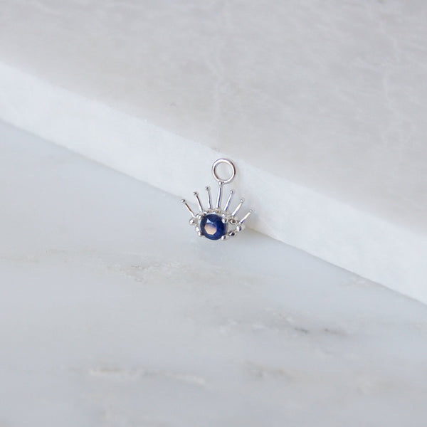 Mini Sapphire Eyelash Earring Charm Sterling Silver Sample