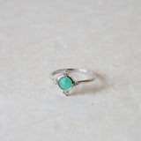 Four Point Amazonite & Diamond Ring Sterling Silver