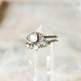 Opal & Diamond Wishbone Ring Sterling Silver Size O Sample