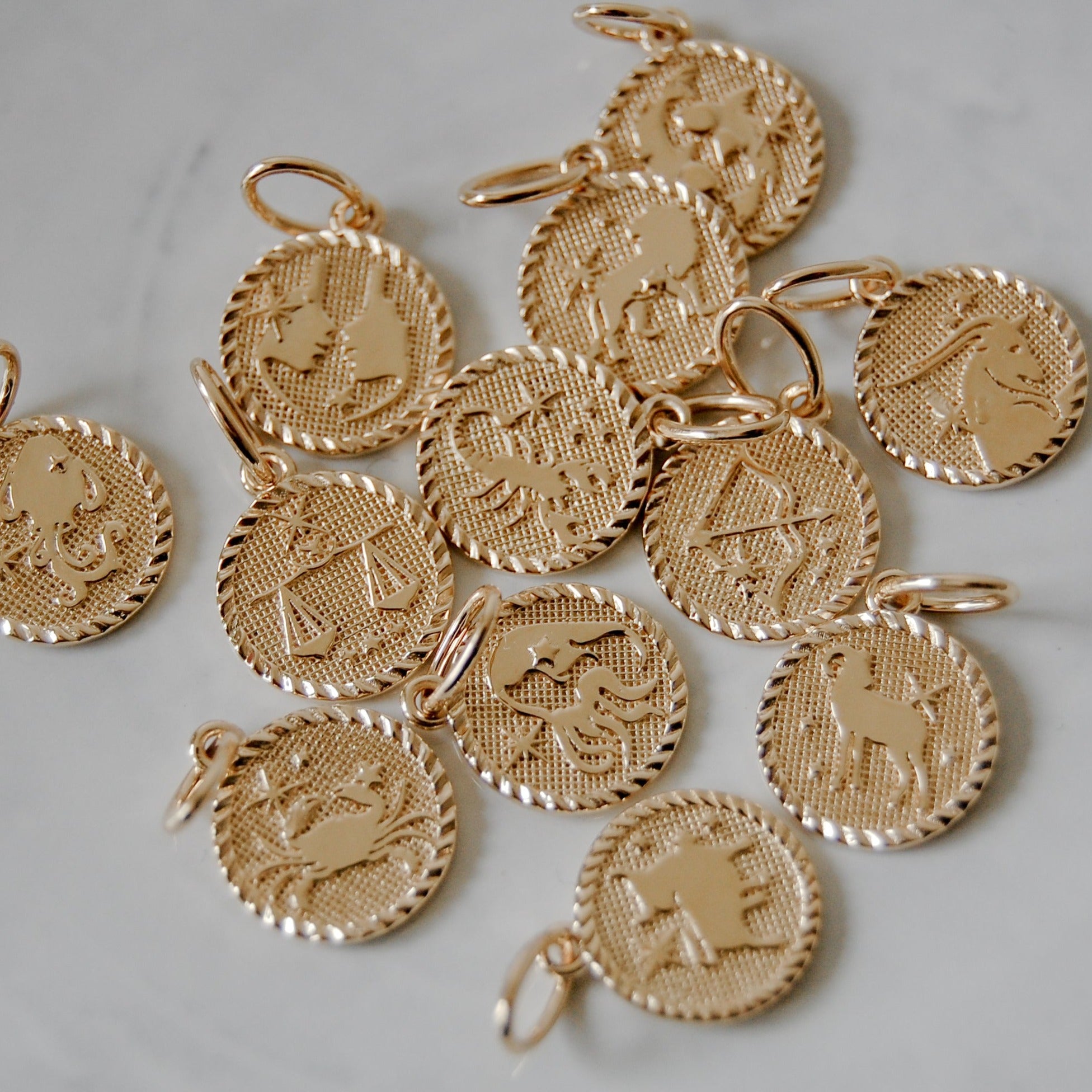 Zodiac Coin Necklace 9k Gold