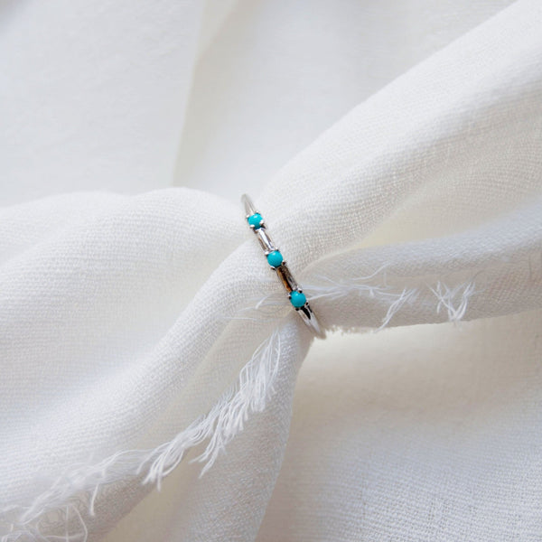 Boho Turquoise Ring Sterling Silver