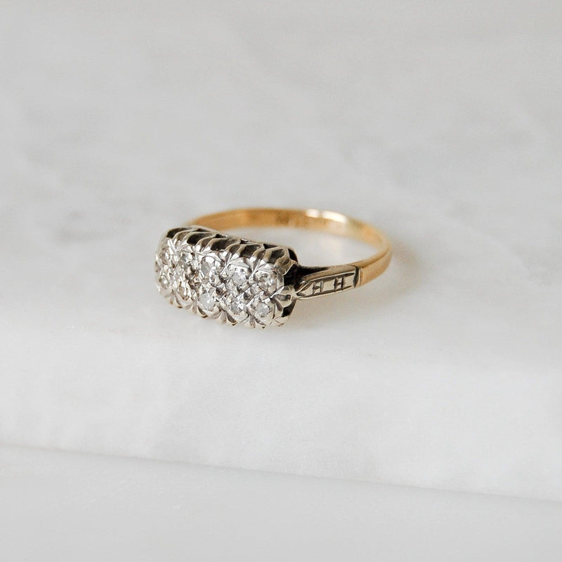 18kt Gold Rectangular Diamond Vintage Ring