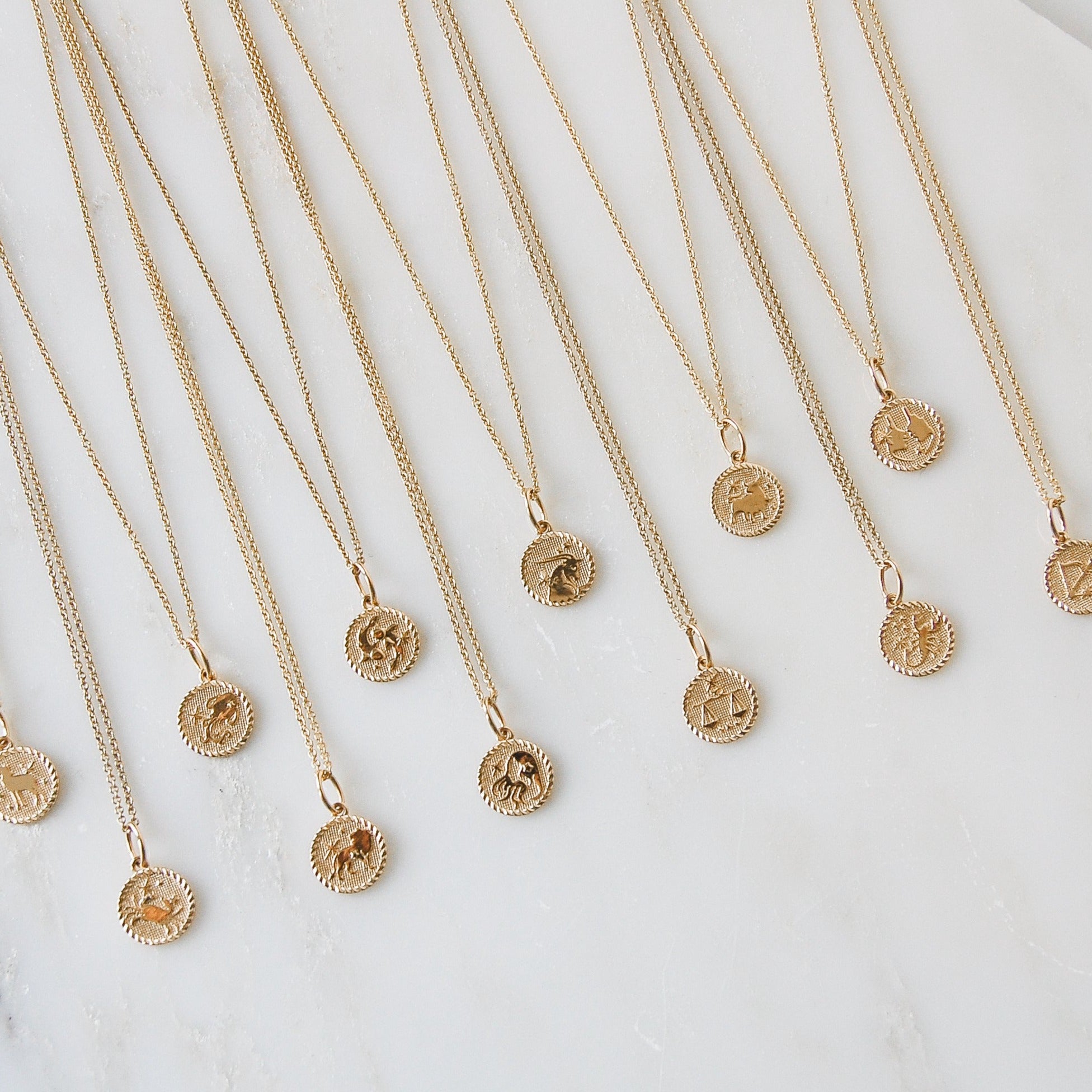 Zodiac Coin Pendant 9k Gold