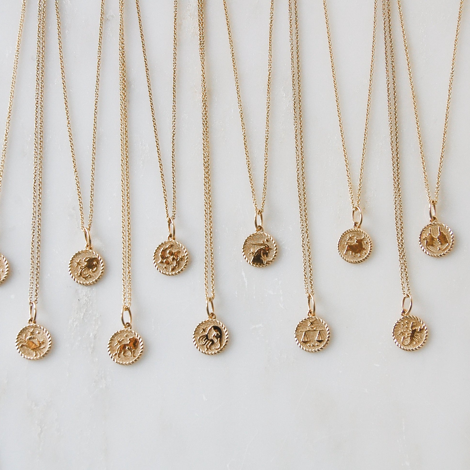 Zodiac Coin Necklace 9k Gold