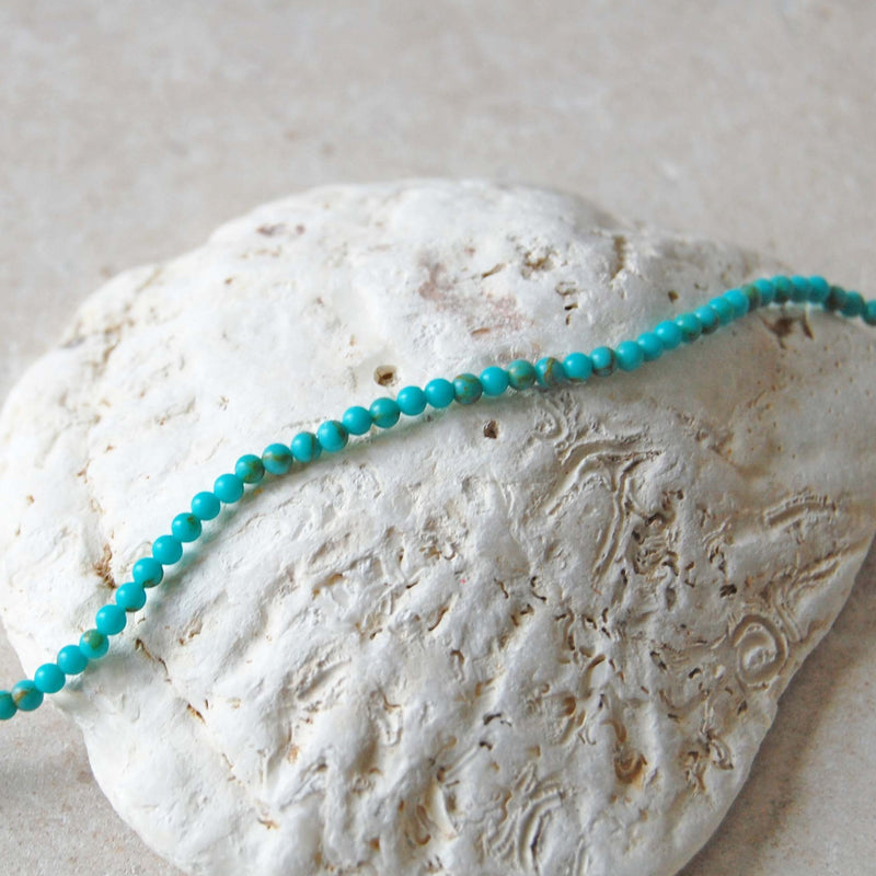 Turquoise Beaded Anklet Sterling Silver