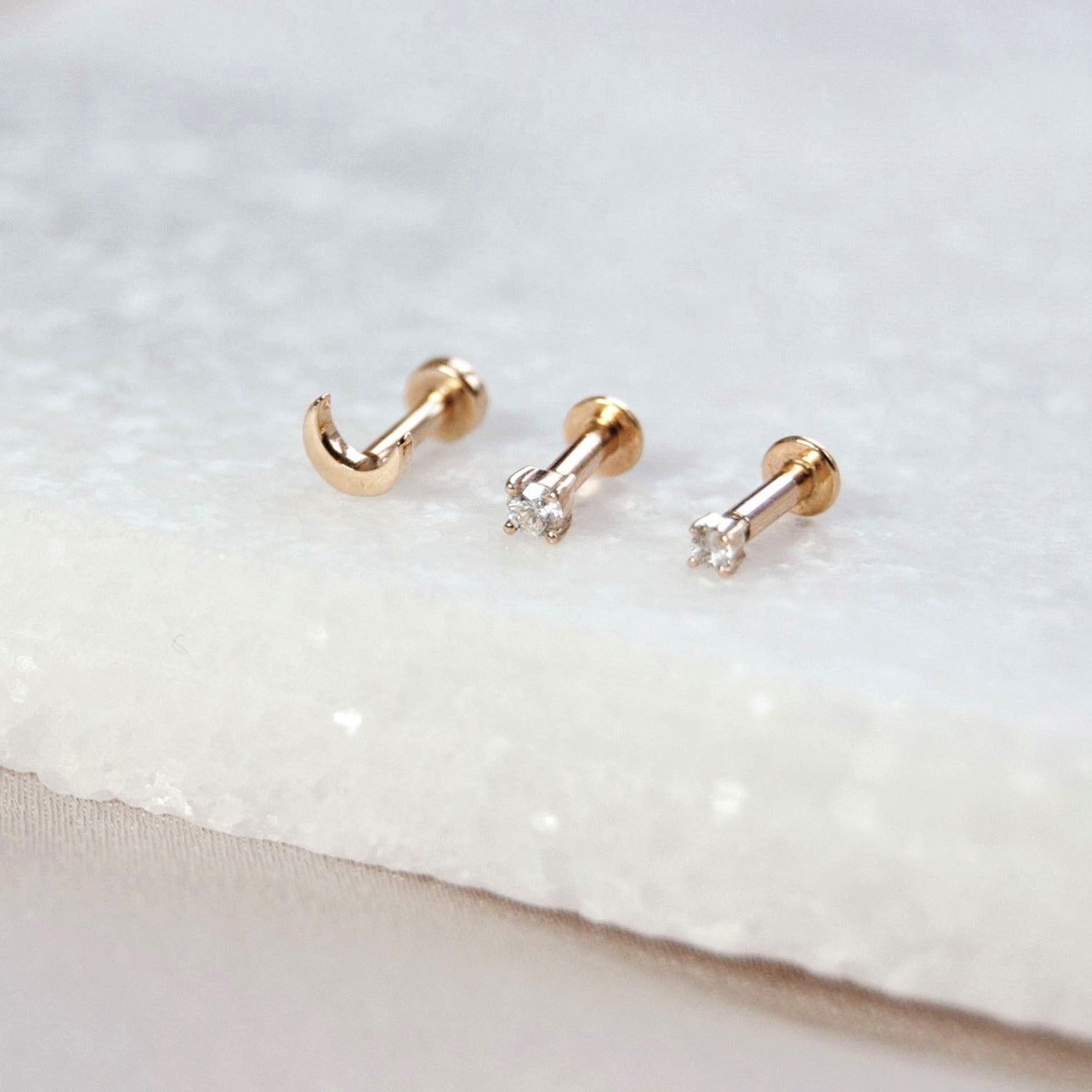 Teeny Diamond Solitaire Flat Back 9k Gold