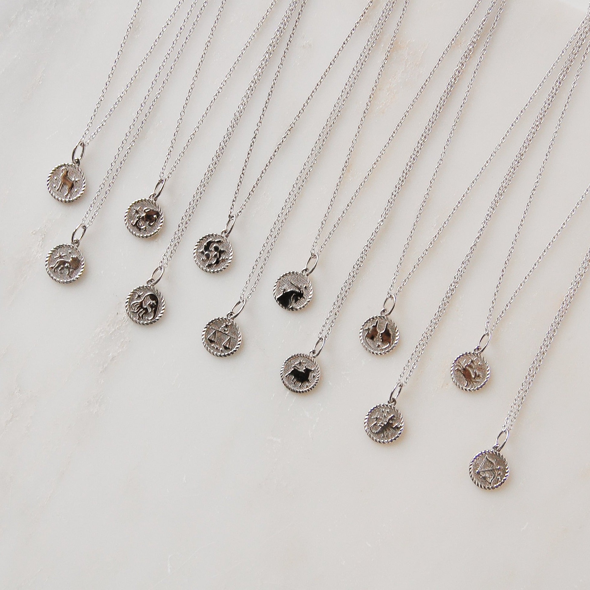 Zodiac Coin Necklace Sterling Silver