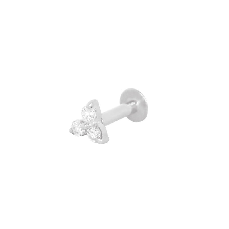 Diamond Trilogy Flat Back Earring Sterling Silver