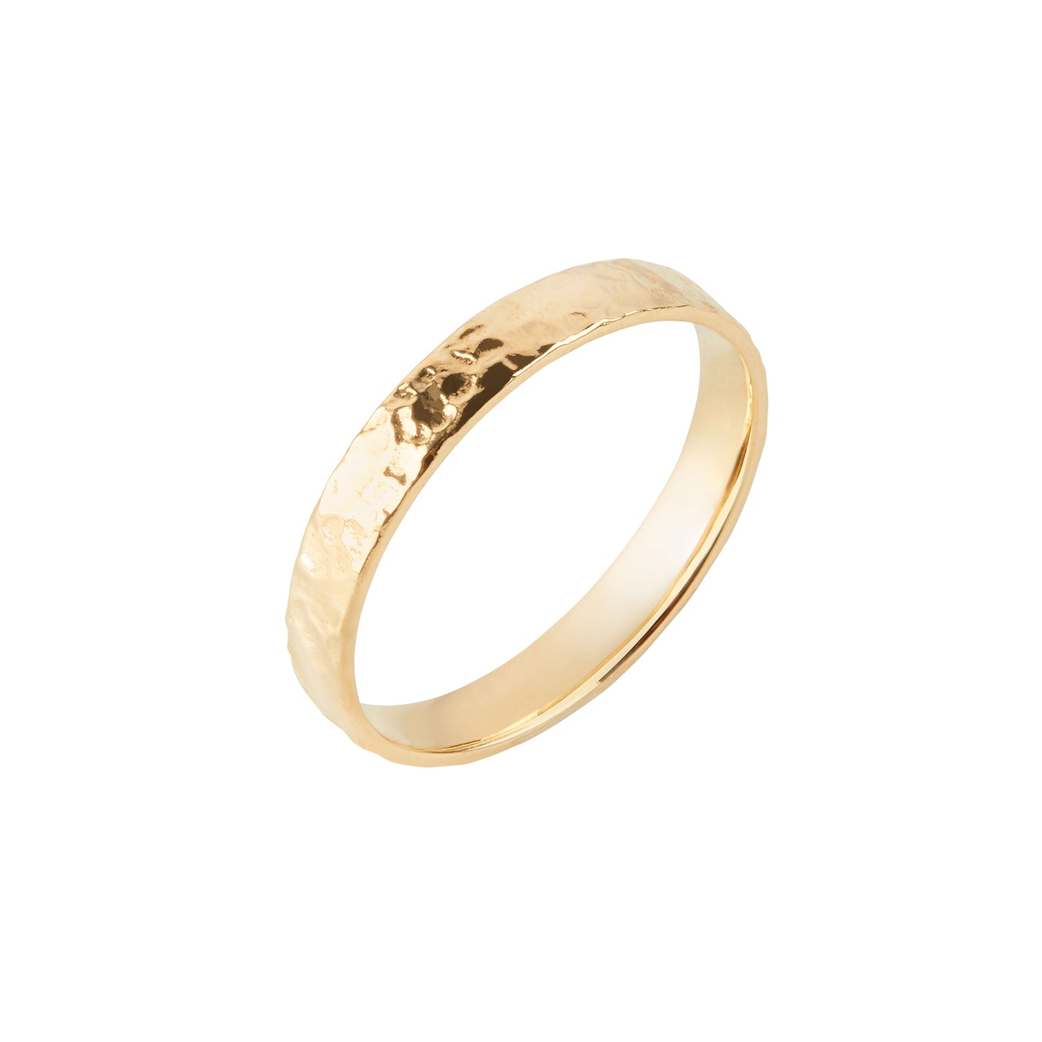 Hammered Band Ring 9k Gold on white background