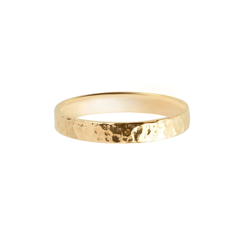 Hammered Band Ring 9k Gold