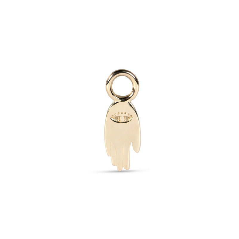 image of hand of fatima engraved earring charm in 9k gold