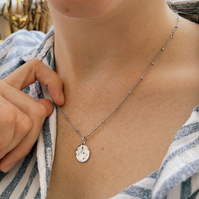 Organic Coin Pendant Sterling Silver