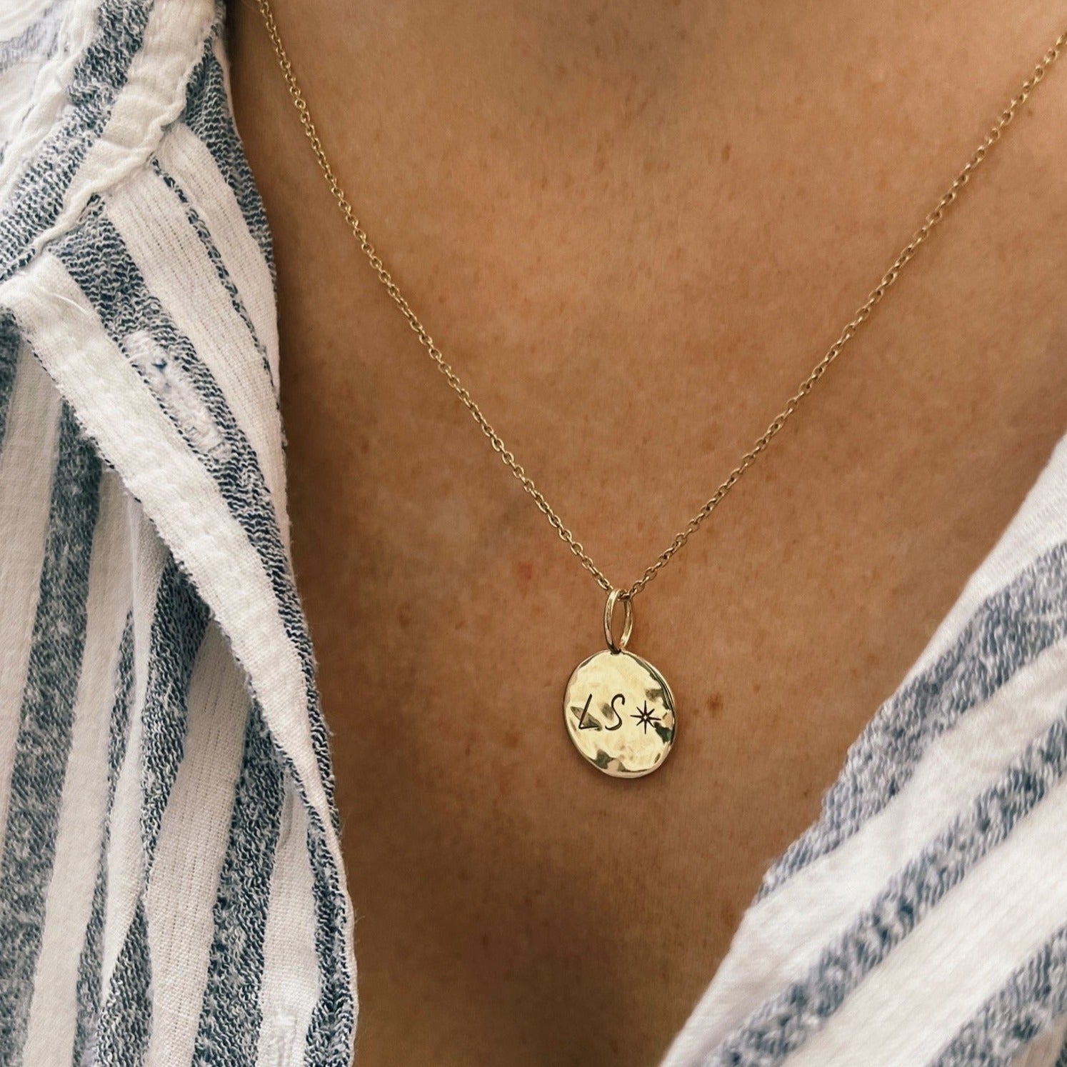 Organic Coin Necklace 9k Gold