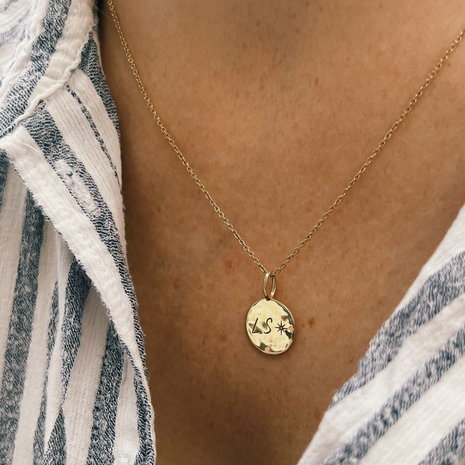 Organic Coin Necklace Sterling Silver