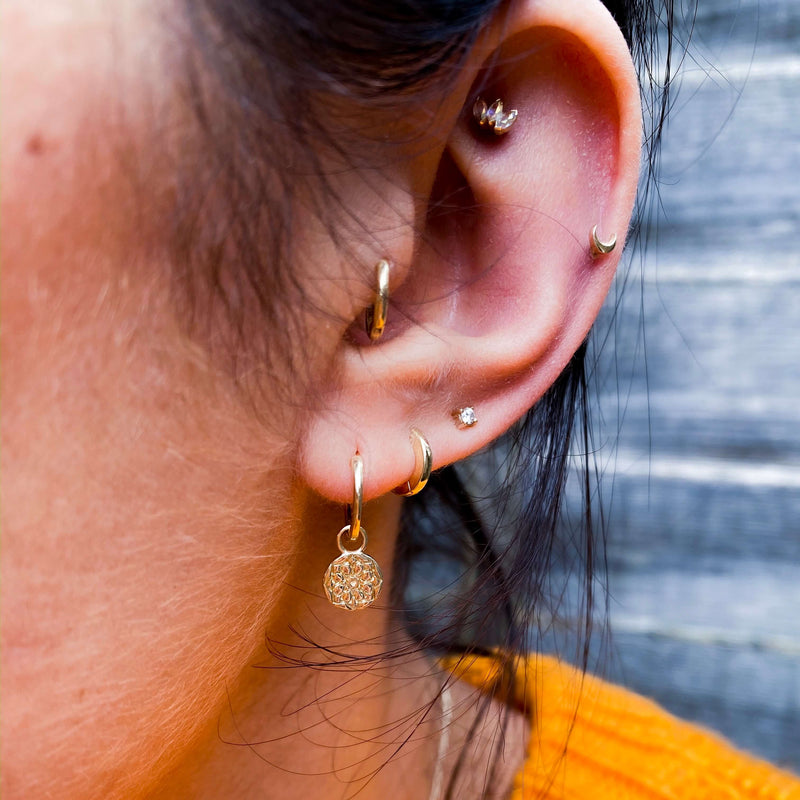 Teeny Wide Huggie Hoop Earring 9k Gold