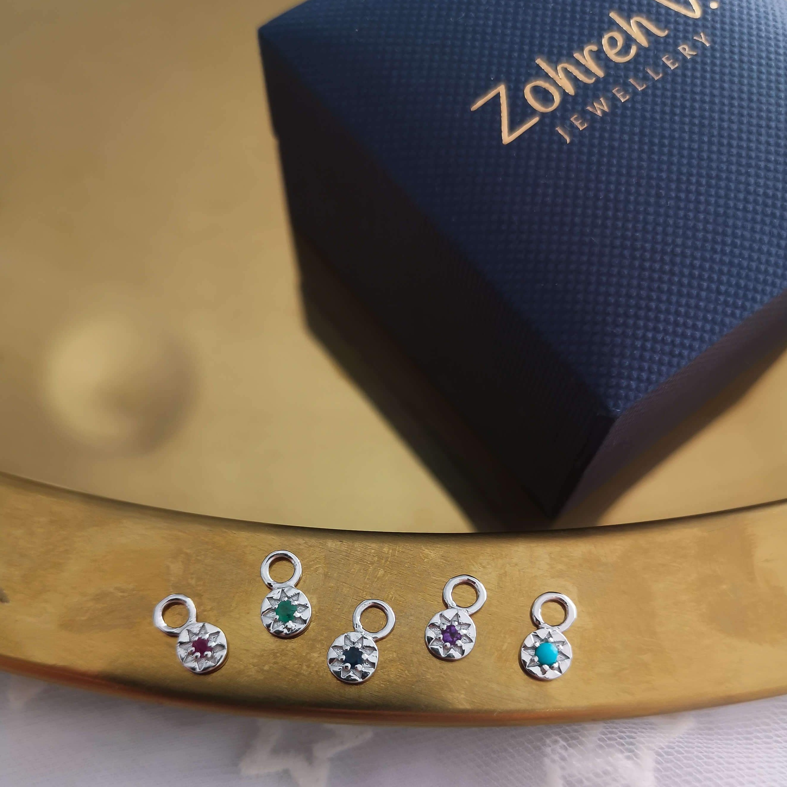 Birthstone Earring Charm Sterling Silver