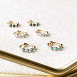 Mini Turquoise Trilogy Huggie Hoop Earring 9k Gold