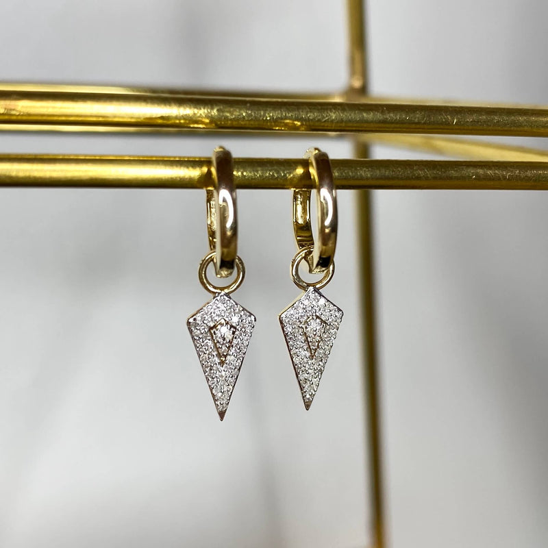 Diamond Rhombus Hoop Earrings 9k White Gold