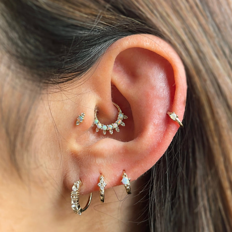 Diamond Cluster Huggie Hoop Earring 9k Gold