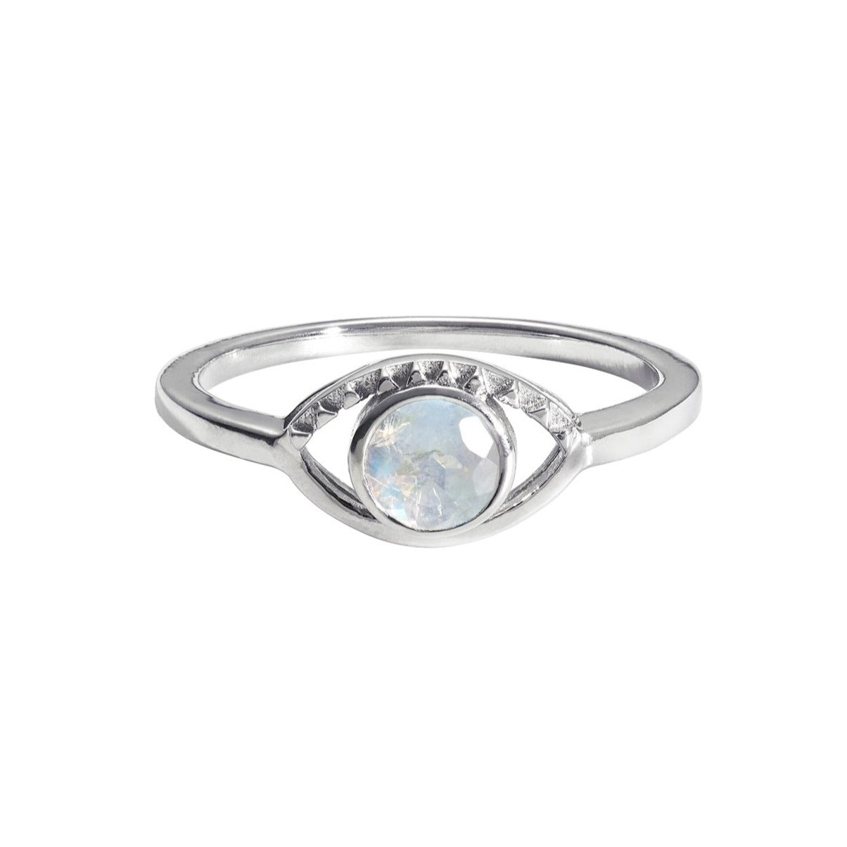 Moonstone Eye Ring Sterling Silver Size M Sample