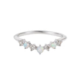 Opal & Diamond Wishbone Ring Sterling Silver Size O Sample