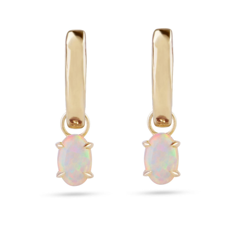 Australian Opal Hoop Earrings 9k Gold