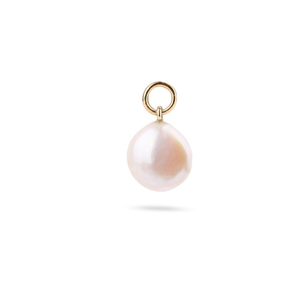 image of baroque pearl earring charm in 9k gold