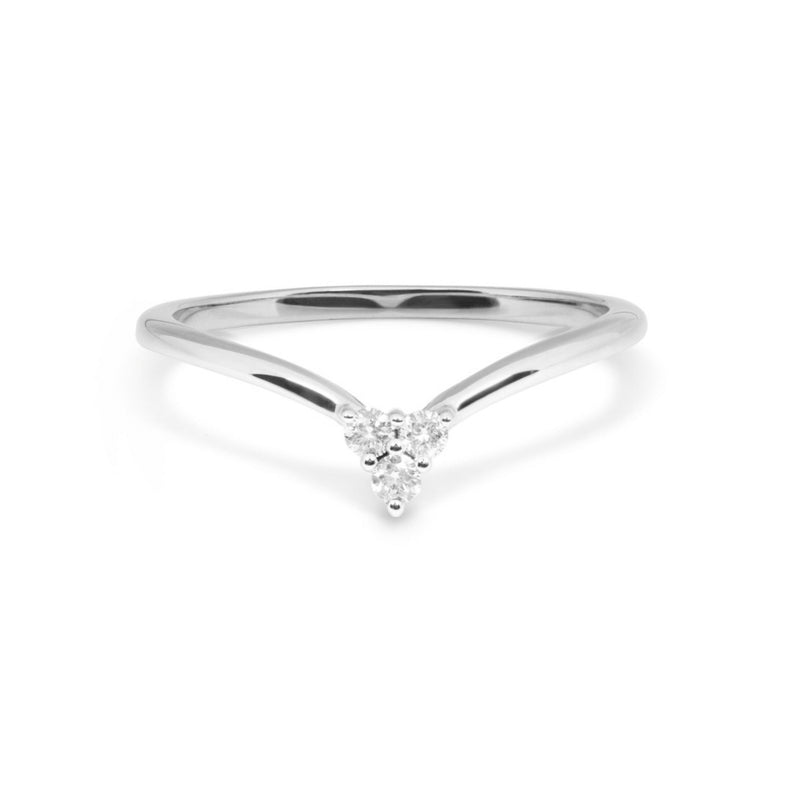 White Sapphire Trilogy Hugging Ring Sterling Silver