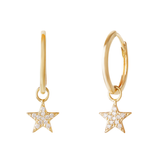 Celestial Diamond Star Hoop Earrings 9k Gold