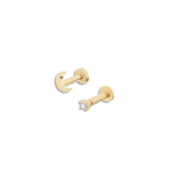 The Moon Earring Set Solid Gold