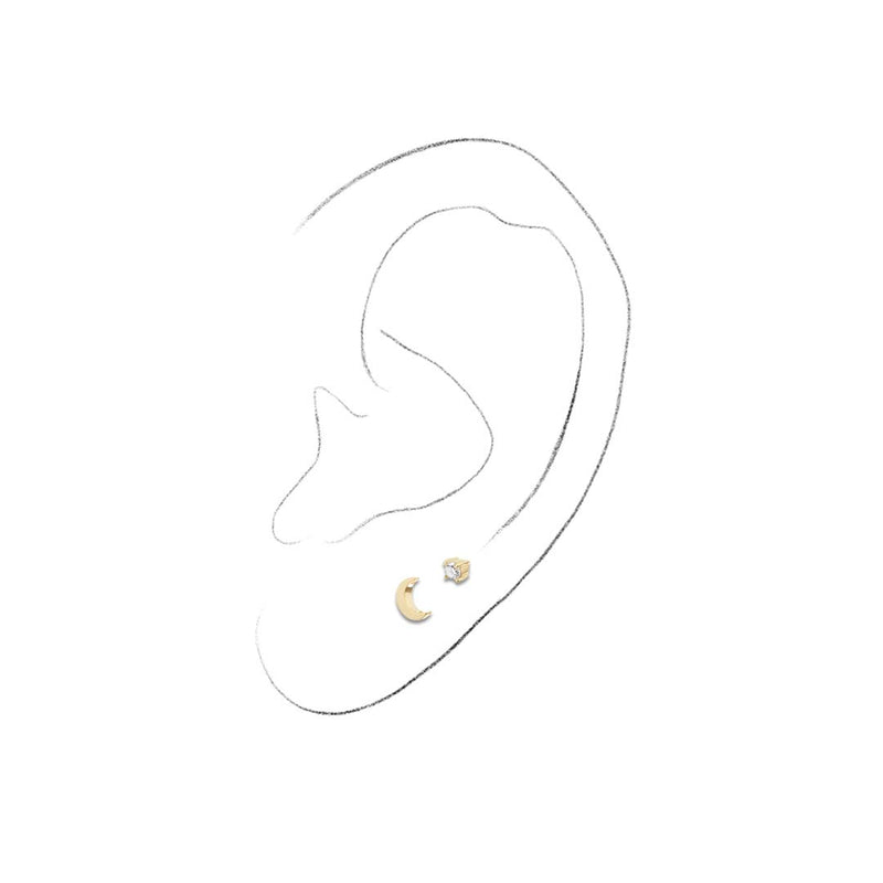 The Moon Earring Set Solid Gold