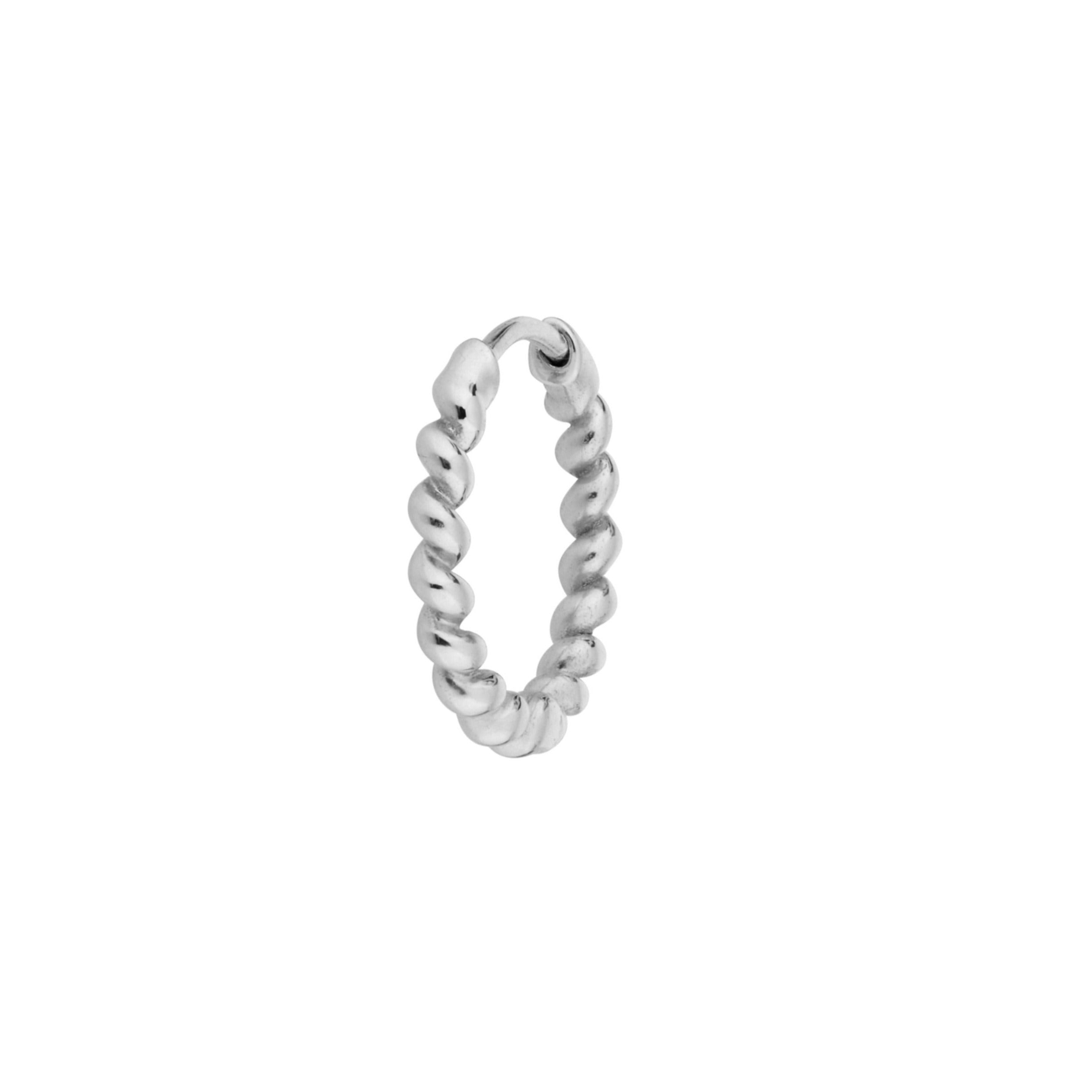 Twisted Huggie Hoop Earring Sterling Silver