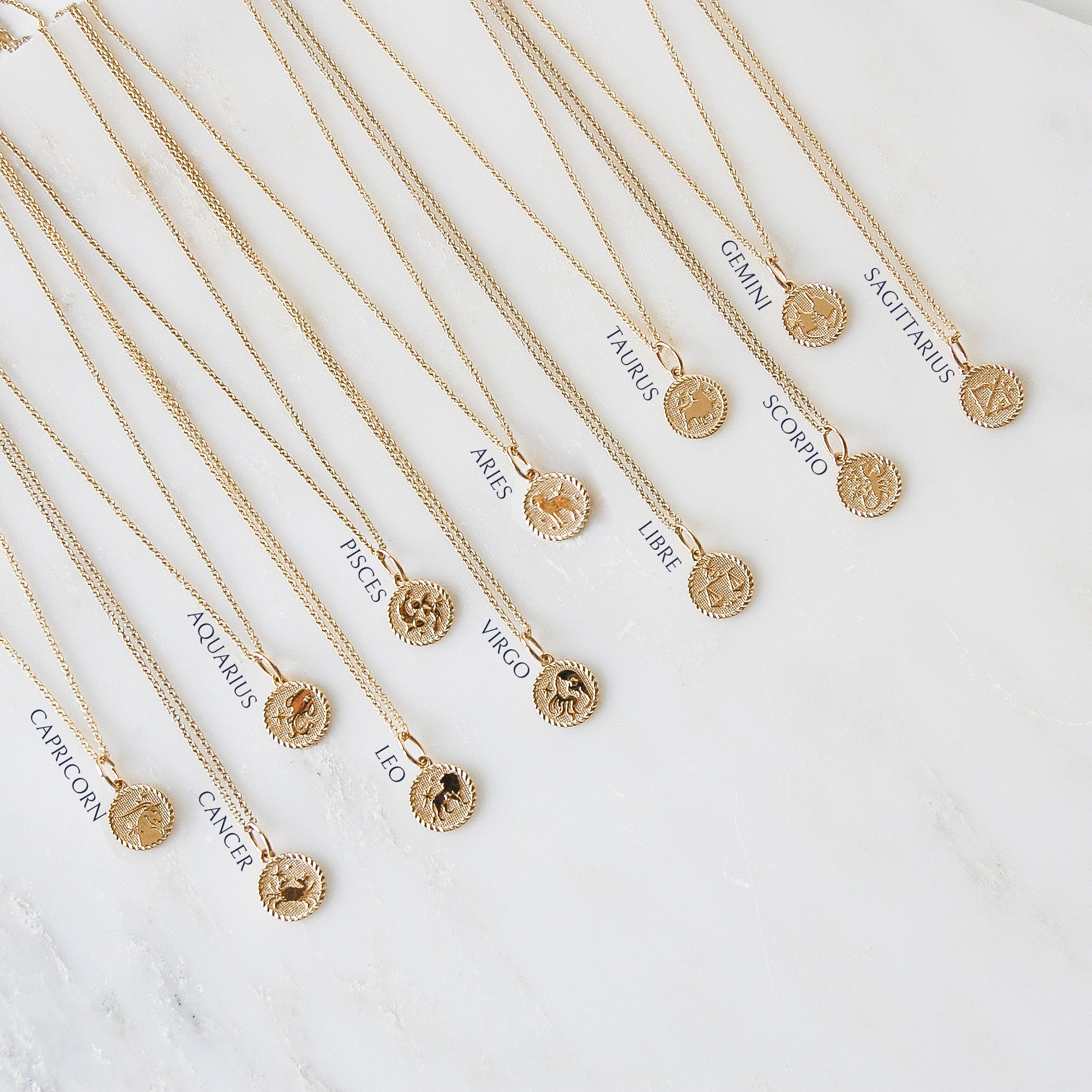 Zodiac Coin Necklace 9k Gold