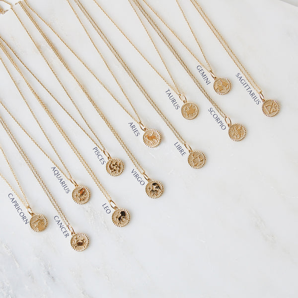 Zodiac Coin Pendant 9k Gold