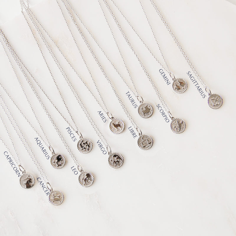 Zodiac Coin Necklace Sterling Silver