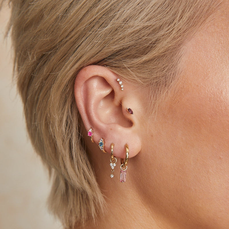 Pink Tourmaline Marquise Flat Back Earring 14k Gold