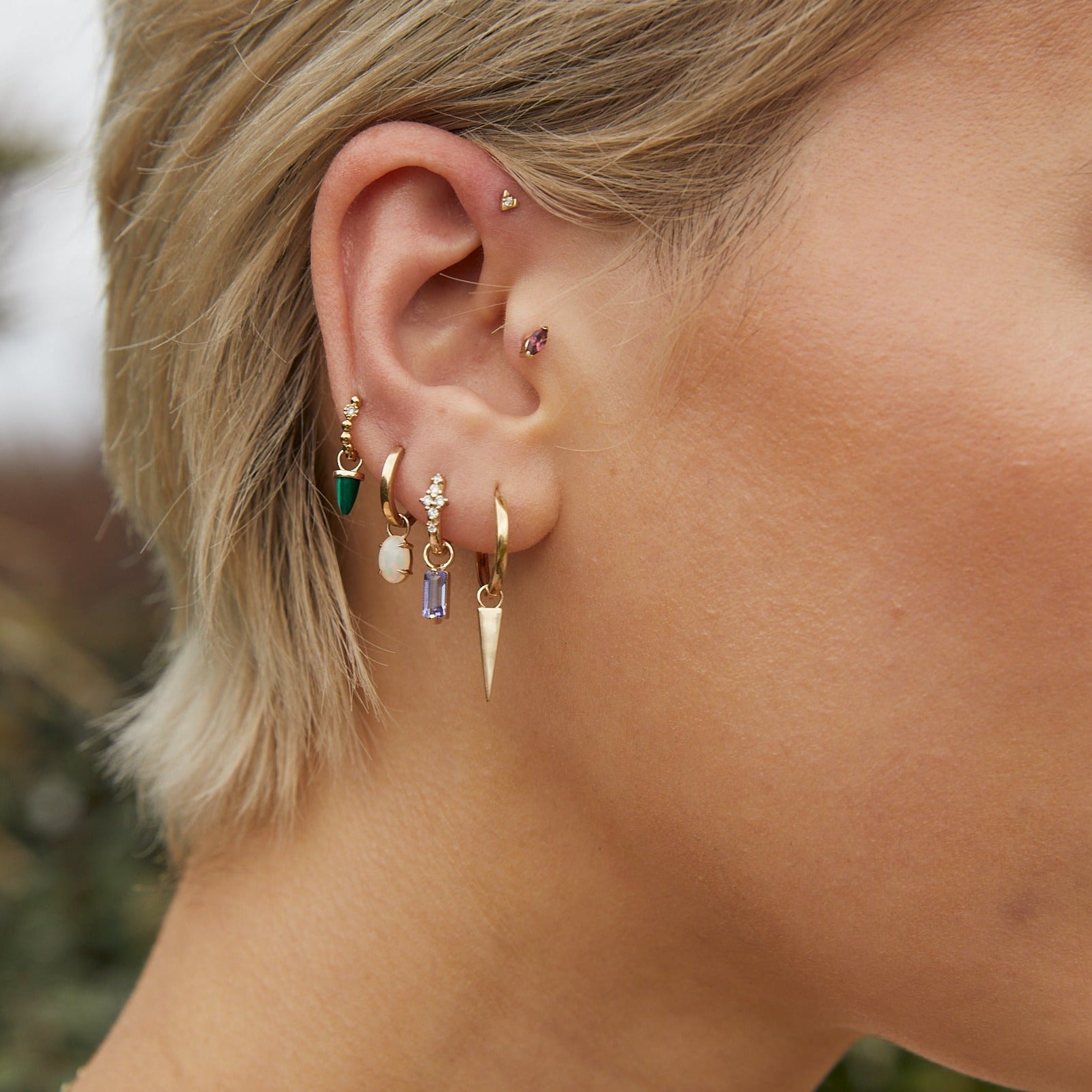 Spike Hoop Earrings 9k Gold