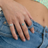 Four Point Amazonite & Diamond Ring Sterling Silver