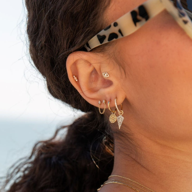 Opal & Diamond Flat Back Earring 14k Gold