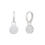 Zohreh Coin Charm Hoop Earrings Sterling Silver on white background