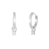 Diamond Charm Hoop Earrings 9k White Gold