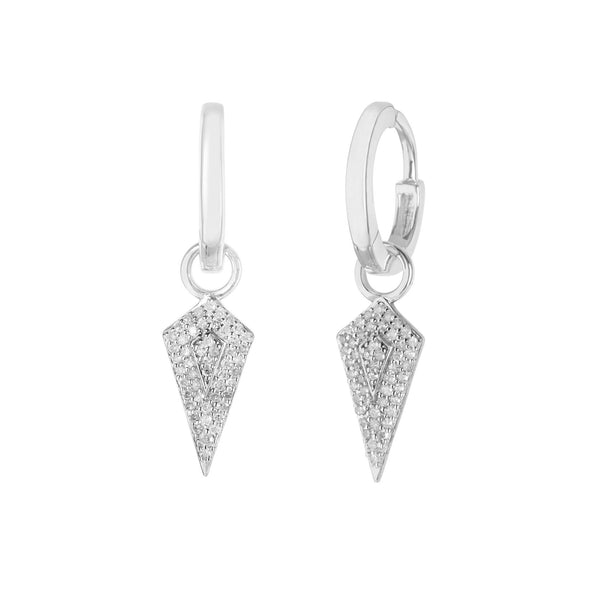 Diamond Rhombus Hoop Earrings 9k White Gold