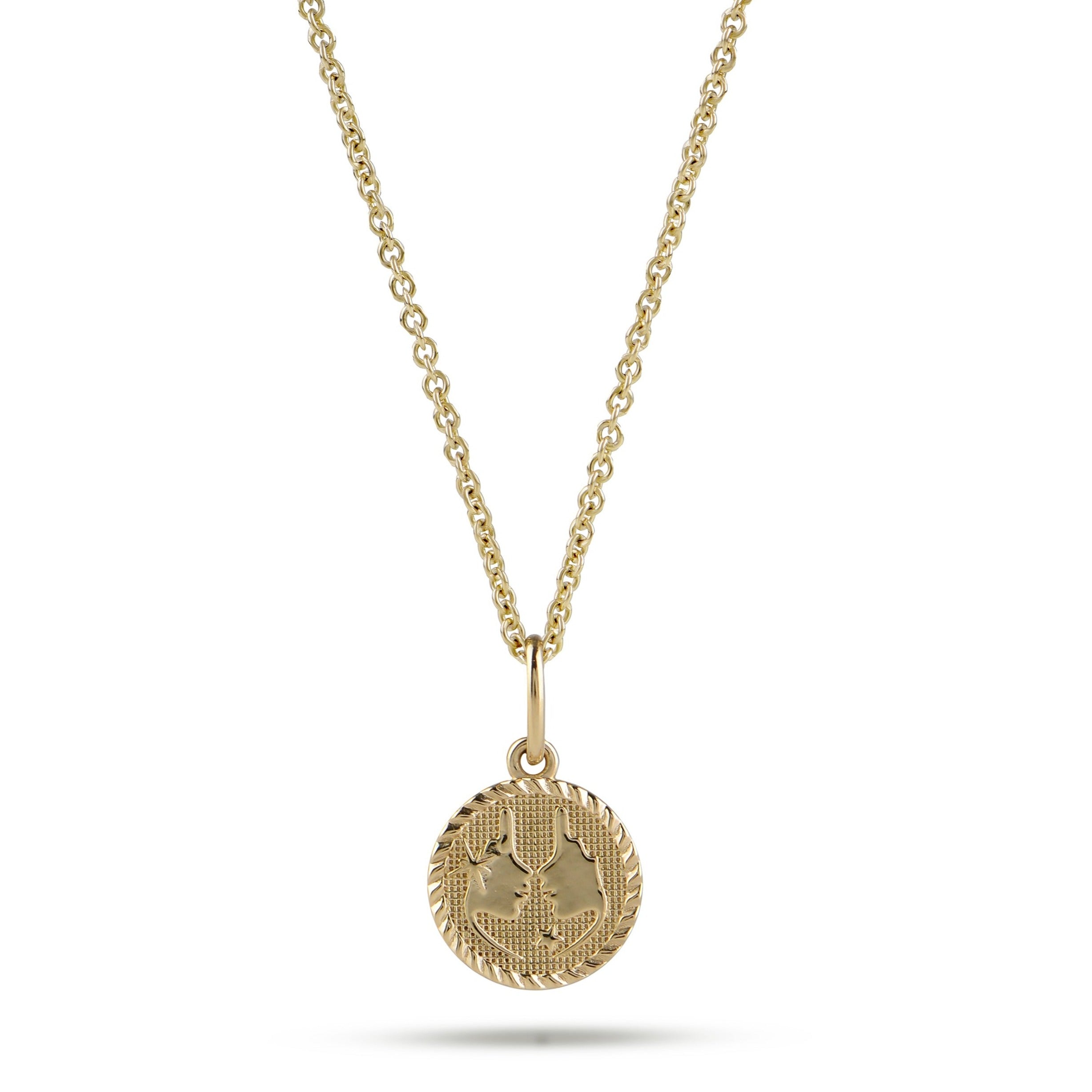 Zodiac Coin Pendant 9k Gold